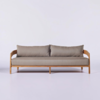Canapé en teck bio moderne 3 places, vente en gros directe usine, pour salon minimaliste, hôtel, fournisseur B2B direct