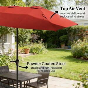 Ombrellone Solare da Terrazzo Rosso Vino per Giardino e Cortile Senza Base - Product Image 4