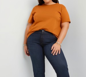 T-shirt à manches courtes pour femmes, taille plus, col rond, décontracté, en coton, tissu jersey, avec logo personnalisé OEM - Product Image 6