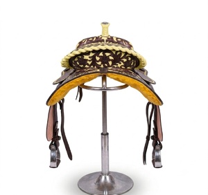 Selle de cheval en cuir pour barrel racing western avec arceau en fibre de verre, disponible en 15 à 17 pouces, équipement équestre, matériel pour chevaux - Product Image 2