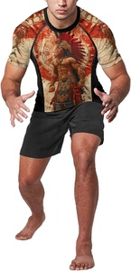 Camiseta de Manga Larga con Protección Solar UPF50+ para Hombre, Diseño de Guerrero Azteca, Sublimación, Secado Rápido, Spandex, para Natación y Surf - Product Image 5