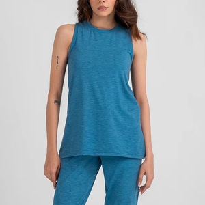 Débardeur de sport fitness et yoga, design dos en Y, sexy, pour entraînement, avec logo personnalisé, tricoté uni et respirant - Product Image 2