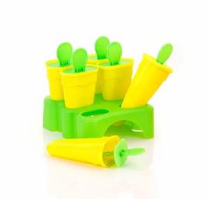 Ensemble de 6 moules à kulfi en plastique Aalok - Sans BPA, 60 ml, pour glaces et sucettes glacées maison - Jaune - Product Image 1
