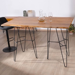 Mesa de bar Vandana Urban Surface en madera de acacia con patas de metal, diseño Wendy, 160 cm - Product Image 1