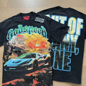 T-shirt graphique vintage surdimensionné de qualité supérieure en gros, streetwear hip-hop unisexe, personnalisable OEM - Product Image 5