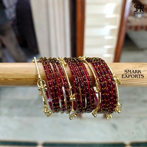 Ensemble de 16 bracelets en verre goutte de pluie plaqué or, faits à la main, de luxe, style Ghungroo du Cachemire, bijoux ethniques traditionnels de mariée - Product Image 3