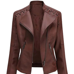 Breathable OEM Winter <b>Long</b> Sleeve Pure <b>Leather</b> <b>Jacket</b> Hot Sale Custom Logo Style and Color <b>Leather</b> <b>Jackets</b> for Women - Product Image 1