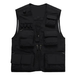 Chaleco Multibolsillos de Secado Rápido, Transpirable, Alta Visibilidad, con Logotipo Personalizado, 100% Poliéster, Negro, con Bolsillos Reflectantes - Product Image 6