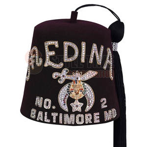 Chapeau Fez Traditionnel des Francs-Maçons pour Cérémonies et Parades, Chapeau Fez des Francs-Maçons de Luxe avec Broderies Détaillées - Product Image 3