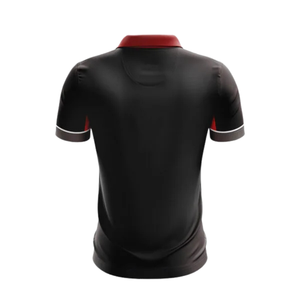 Maillot de cricket pour homme noir et rouge à sublimation, polo à manches courtes, chemise de sport, tenue de match athlétique, uniforme d'équipe, vêtements de performance - Product Image 2