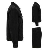 Ensemble veste et pantalon en denim tissé tricoté coupe slim pour homme, respirant, à capuche, style streetwear, 100 % coton, 260 g
