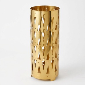 Gold Metal Umbrella Stand with Removable Drip <b>Tray</b> Decorative Geometric Umbrella Holder For Entryway Luxury Freestanding Rack - Product Image 5