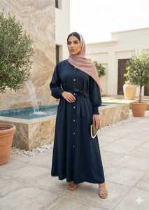 Robe chemise longue légère faite à la main pour femmes musulmanes, coupe régulière, manches longues, boutonnée, grande taille, avec logo personnalisé OEM - Product Image 5