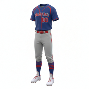 Maillot de baseball personnalisable respirant à col en V et pantalon uniforme, vêtements de sport imprimés par sublimation de haute qualité, prix abordable, OEM - Product Image 6