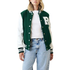Blousons universitaires personnalisés pour femmes 100 % laine, style classique Letterman, fermeture à boutons-pression, bordure en tricot côtelé, coupe décontractée, vêtement d'extérieur - Product Image 6