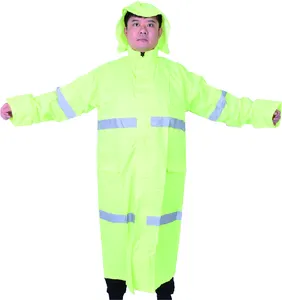 PVC polyester waterproof adult reusable raincoat poncho rain gear with hood for Outdoor