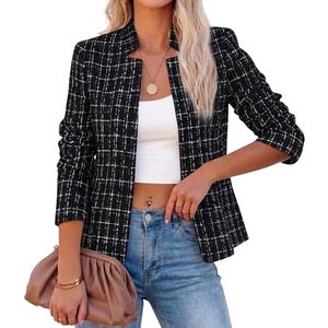Blazer de Lana Azul Marino Personalizado para Mujer, Chaqueta de Oficina con un Solo Botón, Bolsillo con Solapa, Traje de Negocios, Corte Clásico - Product Image 5