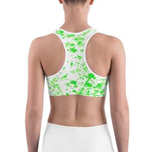 Soutien-gorge de sport dos nageur pour femme, imprimé pois verts, respirant, maintien moyen, haut de sport pour yoga - Product Image 1