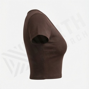 เสื้อครอปท็อปผ้าฝ้ายสีตามสั่งสำหรับผู้หญิง น้ำหนักเบา ระบายอากาศได้ดี เหมาะสำหรับฤดูร้อน สตรีทแวร์ ฟิตเนส ออกกำลังกาย เสื้อยืดแอคทีฟแวร์ - Product Image 3