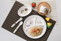Assiette divisée en mélamine à 3 compartiments pour enfants, imprimée sur mesure, plateau alimentaire pour enfants à motif de dessin animé, vaisselle de marque OEM ODM pour enfants