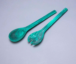ช้อนตักสลัดเรซิ่น ทำด้วยมือ ลายหินอ่อนและลายวนสีฟ้า - Product Image 3