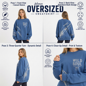 Sweat-shirt oversize pour femme en molleton imprimé, col rond, coupe ample, pour l'hiver - Product Image 5
