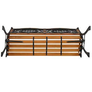 Modern 49\" Outdoor Patio Park <b>Bench</b> Solid <b>Wood</b> with Cast Iron Frame for Garden Hotels Schools Malls - Product Image 6