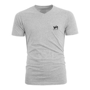 T-shirt col V en coton pour homme, manches courtes, décontracté, couleur unie, personnalisable avec logo, vente en gros - Product Image 1