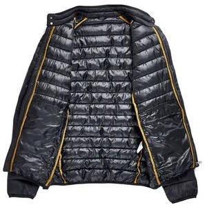 Blouson matelassé noir pour homme, col montant, fermeture éclair, vêtement d'hiver décontracté, extérieur en polyester, couleur unie, coupe classique, coupe-vent, nouveau modèle D - Product Image 4