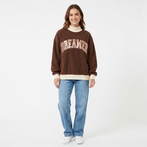 Women Oversized Sweatshirt Mock Neck Layered Design Casual Loose Fit Pullover <b>Long</b> <b>Sleeve</b> Comfortable <b>Top</b> Wholesale Fashionable - Product Image 1