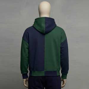 Sweat à capuche pour homme, couleur vert marine, blocs de couleurs, mélange de coton de qualité supérieure, intérieur brossé doux, sweat à capuche décontracté élégant avec poche avant - Product Image 4