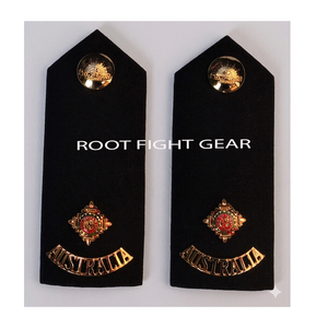 Australian epaulette shoulder badge high quality stitched patch for uniforms with metal button and clean finish design - Product Image 1