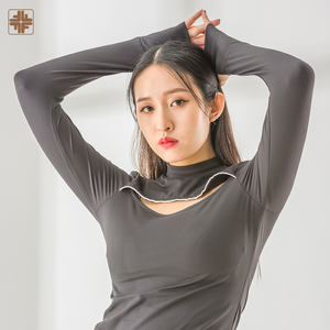 Camiseta de Cuello Alto para Mujer, Antibacteriana, Transpirable, Informal, Tejida, Ecológica, Sólida, con Aberturas, Ajustada - Product Image 5