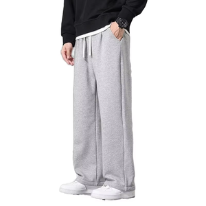 Pantalon de survêtement en molleton noir pour homme, taille mi-haute, élastique, respirant, en coton tricoté, décontracté, avec poches latérales, idéal pour l'été - Product Image 5