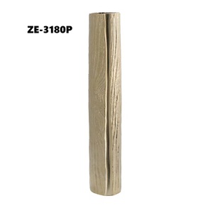 Grand vase décoratif doré avec texture bois, design cylindrique, pour centre de table de salon, décoration intérieure épurée - Product Image 2