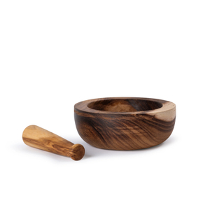 Handmade Acacia Wood Mortar Pestle Set Modern Solid Wood Eco-Friendly Durable Spice <b>Grinder</b> for Kitchen <b>Herbs</b> Garlic Dishwasher - Product Image 4