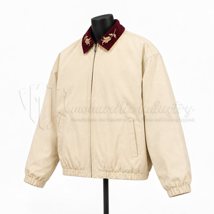 Veste pour homme sur mesure, col brodé, fermeture éclair, veste décontractée, vente en gros, fabricant OEM ODM - Product Image 3