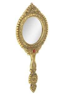 Gold Decorative <b>Handheld</b> <b>Mirror</b> Ornate Round Vanity <b>Mirror</b> Vintage Wedding Dresser Decor - Product Image 2