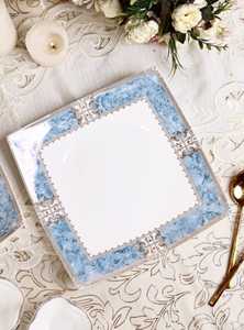 Blue 10-Piece Premium Snack <b>Set</b> | Textured Ceramic <b>Dinnerware</b> Serving <b>Set</b> with 2 Large Platters <b>6</b> Quarter Plates and 2 Dip Bowls - Product Image 4