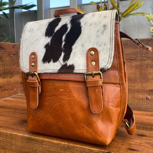 Mochila de cuero de piel de vaca auténtica de Venta caliente estilo occidental Unisex 2 en 1 mochila escolar multiusos y bolsos de moda a granel al por mayor - Product Image 2