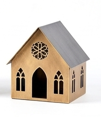 Best Selling Vintage Hut Shaped With Chimney Design Wooden Lantern Wooden Shine House Candle Holder Table <b>top</b> Living Room Decor - Product Image 6