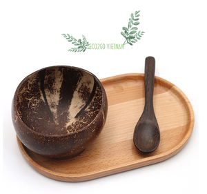 Bol en coquille de noix de coco naturelle avec cuillère - Bol en noix de coco écologique gravé au laser avec logo personnalisé et emballage sur mesure par Eco2go Vietnam - Product Image 2