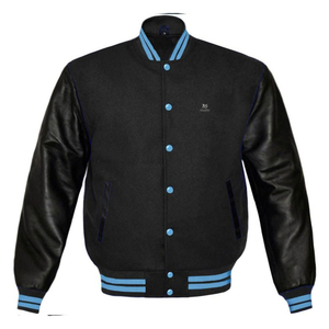 Wholesale University Letterman <b>Jacket</b> for Men <b>Boys</b> Male with Black Color Design <b>Baseball</b> Style and Embroidery 2026 - Product Image 1