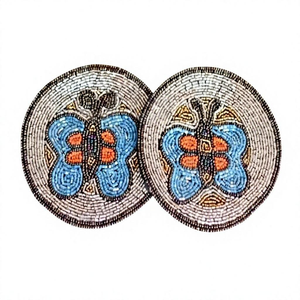 premium handmade <b>beaded</b> <b>coaster</b> set for dining room floral embroidery <b>beaded</b> <b>coaster</b> set for table decoration traditional handma - Product Image 1