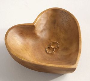 Bol en bois en forme de cœur pour cadeau de mariage et décoration de la Saint-Valentin, bol à pâte en forme de cœur fait à la main pour la fabrication de bougies - Product Image 2