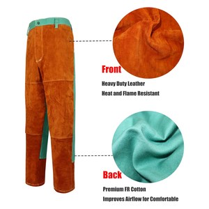 Ensemble veste et pantalon de soudage en cuir de vachette imperméable classe 2, résistant à la chaleur, vêtements de travail de protection - Product Image 3