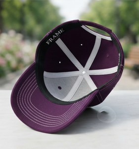 Premium Custom Baseball Frame Embroidered Baseball Cap White <b>Purple</b> 6-Panel Unisex Performance Breathable Waterproof Fleece - Product Image 3