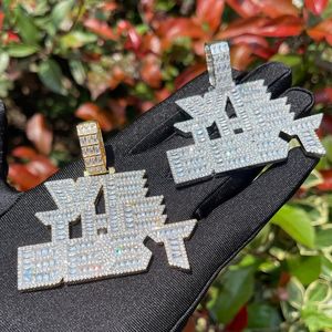 Collar con colgante de diamante cultivado en laboratorio con letras personalizadas, estilo Iced Out, corte baguette, colgante Hip Hop con pavé completo, colgante personalizado con nombre o logotipo - Product Image 2