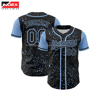 INDEX SPORTSWEAR Camiseta de Béisbol Personalizada Azul y Negra con Estampado Sublimado de Manga Corta con Botones Unisex para Adultos que Absorbe la Humedad - Product Image 5