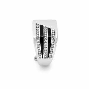 Bague pour homme en argent sterling 925 avec diamant, finition polie, motif géométrique à rayures noires, cadeau de mariage ou de fête, bijou de style bandage - Product Image 4